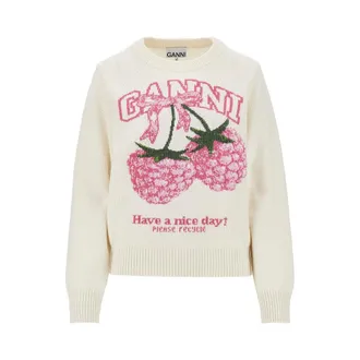 Ganni Raspberries wool-blend sweater Woman XS