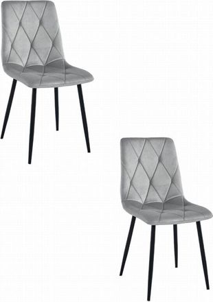 OEM Silla Libra - Terciopelo Gris Plata / Patas Negras X 2