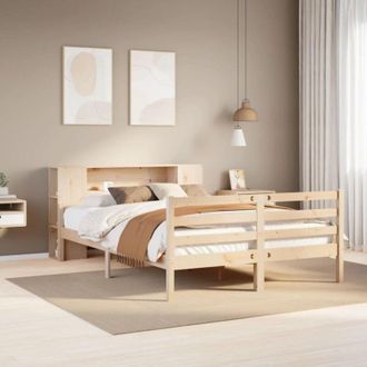 vidaXL Cama Con Estanter&iacute;a Sin Colch&oacute;n Madera Maciza De Pino 135x190cm Vidaxl