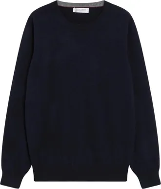 Brunello Cucinelli Truien & Vesten, Heren, Blauw, L, Round-neck Truien