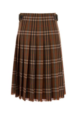 Burberry Womens Embroidered Wool Skirt Gingerbrownipchk Gonne