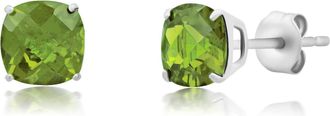 MAX + STONE 14k Yellow or White Gold 6MM Cushion Cut Gemstone Solitaire Gemstone Studs