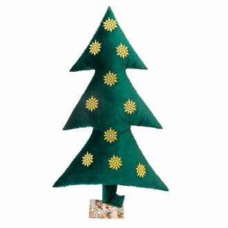 MX HOME Arbol de navidad luminoso de terciopelo verde con copos oro 150cm