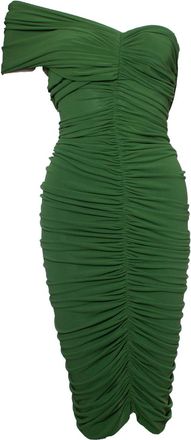 Lanvin Green draped dress with one shoulder