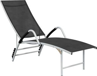 vidaXL Tumbona De Textilene Y Aluminio Negra Vidaxl