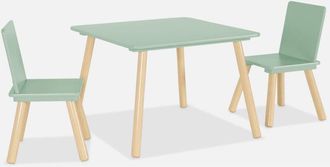 Sweeek Tavolo quadrato per bambini con 2 sedie