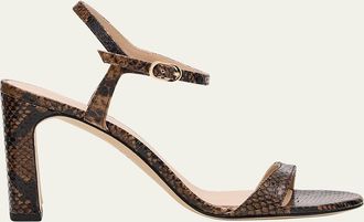 Stuart Weitzman Babette Snake-Embossed Leather Sandals