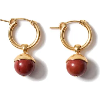 Chan Luu Semiprecious Stone Bell Hoop Earrings in Red Jasper at Nordstrom