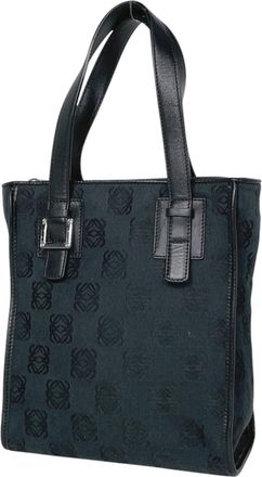 Loewe Black Canvas Leather Handbag Tote Bag (Pre-Owned)