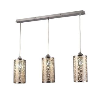 Netlighting Charon Circle Pattern Pendant 3 Light E27 Linear Chrome in Grey