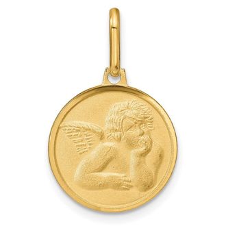 Diamond2Deal 14k Yellow Gold Polished and Matte Angel Pendant