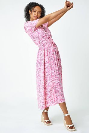Roman Ditsy Floral Stretch Midi Dress