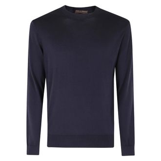 FILIPPO DE LAURENTIIS Round-neck Knitwear, male, Blue, Size: 2XL Girocollo Cotone