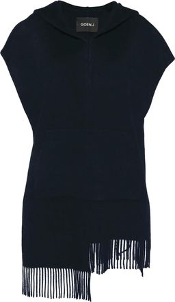 GOEN.J Poncho con frange - Blu