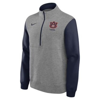 Nike Auburn Club Nike Mens College 1/2-Zip Crew in Grey | 02JW059PAUN-7HV