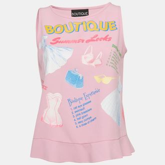 Moschino Boutique Moschino Pink Print Crepe Sleeveless Top M