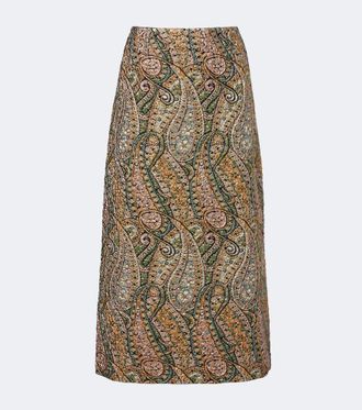Dries Van Noten Falda midi de jacquard con paisley