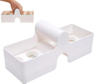 OEM Organizador De Huevos Para Refrigerador - Bandeja Apilable Para Huevos - Organizador De Cocina - Asa Port&aacute;til - 27 X 11,8 X 12,4 Cm - Blanco