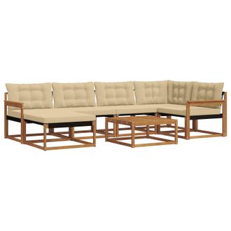 vidaXL Conjunto De Sof&aacute;s De Exterior Con Coj&iacute;n 19 Pcs Natural Y Beige Vidaxl