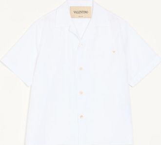 Valentino Camicia da bowling Valentino in popeline di cotone con VGold Uomo BIANCO 44