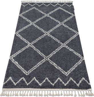 RugsX Rugsx - Carpet berber asila B5970 grey / white Fringe Berber Moroccan shaggy grey 200x290 cm