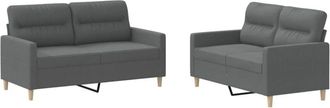 vidaXL Juego De Sof&aacute;s Con Cojines 2 Piezas Tela Gris Oscuro Vidaxl