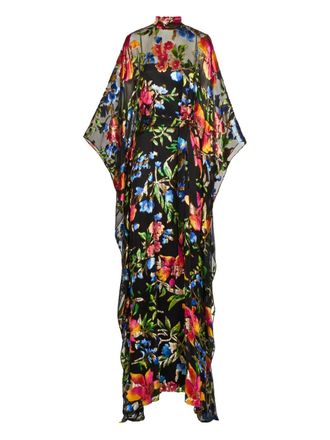 Taller Marmo Theda floral maxi kaftan - women - Silk/Rayon/Polyester/Velvet - 38 - Black