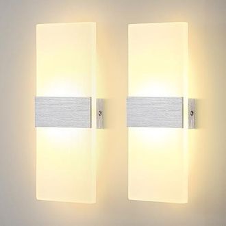 OEM Conjunto De Dos Apliques Led Acr&iacute;licos De 6 W Que Proporcionan Iluminaci&oacute;n Hacia Arriba Y Hacia Abajo, Adecuados Para Espacios Interiores Como Pasillo
