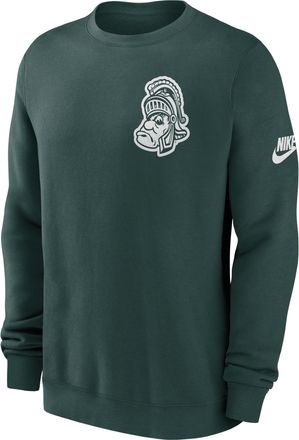 Nike Michigan State Legacy Nike Mens College Pullover Crew in Green | NKPV3EYMSV-612