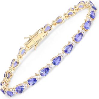 Diana M. Jewels Tanzanite ( AA+ ) Pears 6x4mm - 21Pcs + White Diamond F/C Round 1.20mm( I1-I2/I color ) - 63Pcs ( White Pen Rhodium ) ( Box Lock With Double Safety )