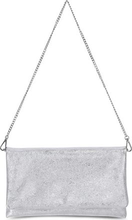 Abro Tassen, Dames, Grijs, ONE Size, Leer, Elegante Metallic Clutch Tas