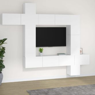 vidaXL Set De Muebles Para Tv 9 Piezas Madera Contrachapada Blanco Vidaxl