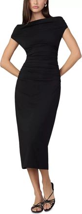 Joe's Joes Jeans The Mia Midi Dress Womens Black Ruched Off The Shoulder RED210