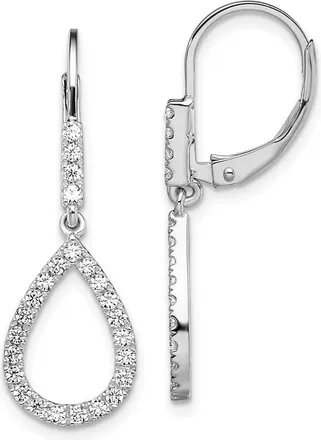 Diamond2Deal 14K White Gold 1/2 ct Lab Grown Diamond Teardrop Leverback Earrings VS Clarity, G-H Color
