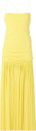 Jacquemus Yellow Draped Crossed Straps Viscose Midi Dress