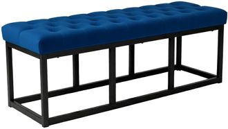 Clp Banco Polson Tapizado En Terciopelo Azul 120 Cm