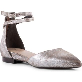 Seychelles Ankle Strap dOrsay Pointed Toe Flat in Pewter at Nordstrom, Size 6