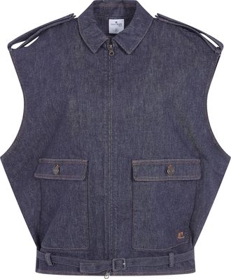 Courr&egrave;ges Sleeveless Denim Bomber Jacket