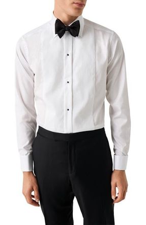Eton Slim Fit Striped Bib Tuxedo Shirt in White at Nordstrom, Size 17.5 - R