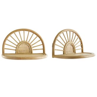 Miliboo Set De 2 Estanter&iacute;as De Pared De Rat&aacute;n Natural Y Ca&ntilde;a 40 Cm Bow