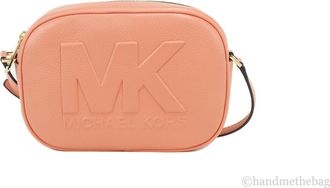 Michael Kors Michael Kors Jet Set Travel Medium Sherbert Leather Oval Camera Crossbody Womens Bag