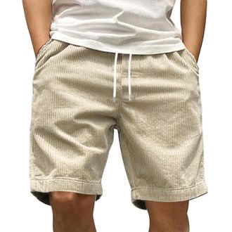 Generic TDEOK Mens Corduroy Shorts with Pockets - Drawstring Summer Jogging-Shorts Elastic Waist Running Short Relaxed Fit Summershorts Lightweight Runningsho