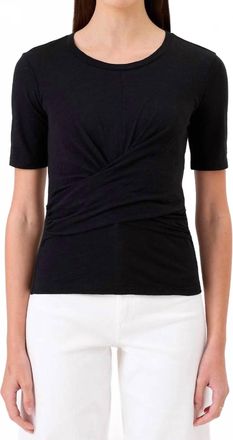 Goldie London Aalyssa S/s Front Wrap Tee In Black