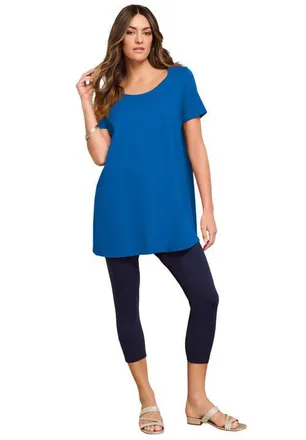Roaman's Plus Size Cotton Ultimate Scoopneck Swing Tunic in Vivid Blue at Nordstrom, Size 12