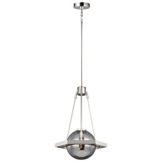 Netlighting Feiss Harper 1 Light Pendant Polished Nickel in Grey