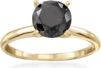 Ross-Simons Black Diamond Solitaire Ring in 14kt Yellow Gold