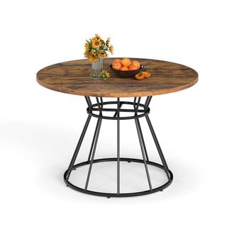 Costway Costway Round Dining Table for 4 Farmhouse Kitchen Table with Wooden Tabletop in Brown