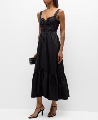 A.L.C. Lilah II Ruched Cotton A-Line Midi Dress