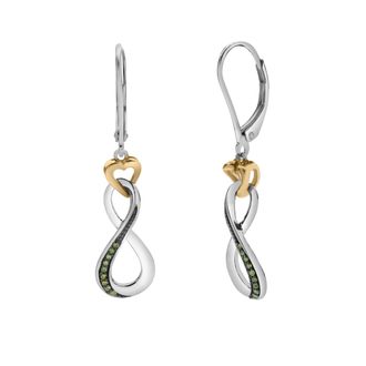 LuvMyJewelry Serelith Sterling Silver 0.08 Ct Diamond Two-Tone Infinity Dangle Earrings
