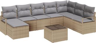 vidaXL Garden Sofa Set 9 pcs Beige Poly rattan vidaXL